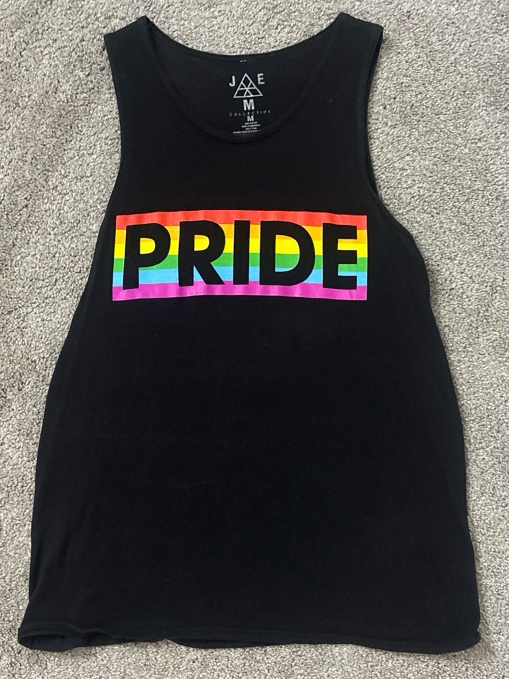 Black PRIDE Tank Top with Rainbow Print - Picture 2 of 3